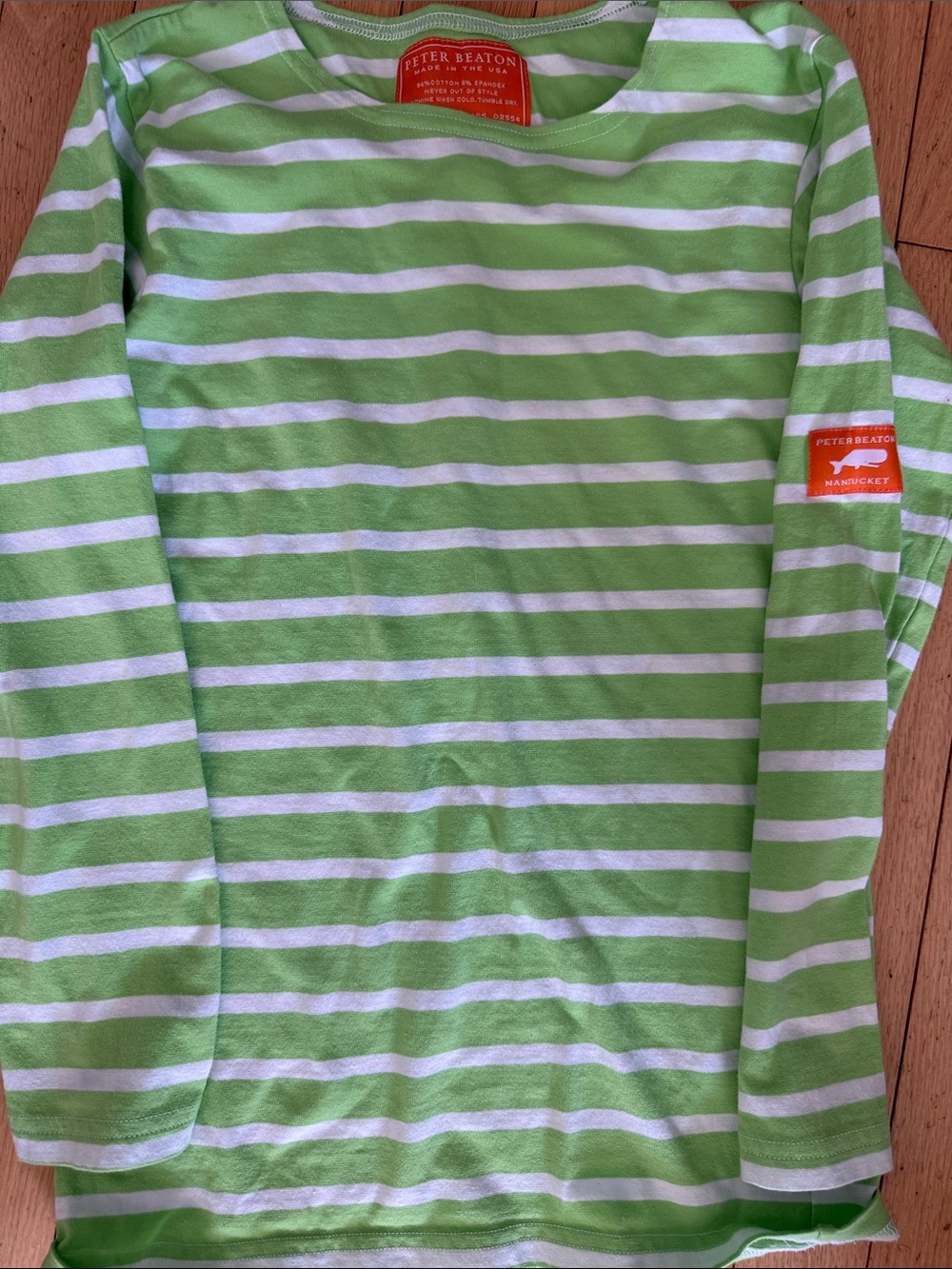 Peter Beaton Nantucket Green & White Striped XXS striped top